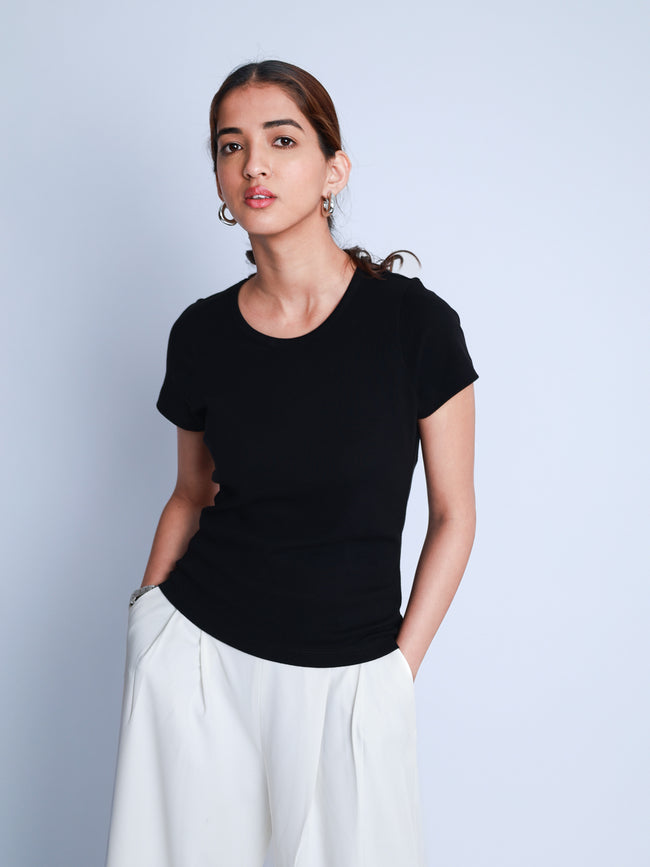 Women Ribbed Casual T-Shirt