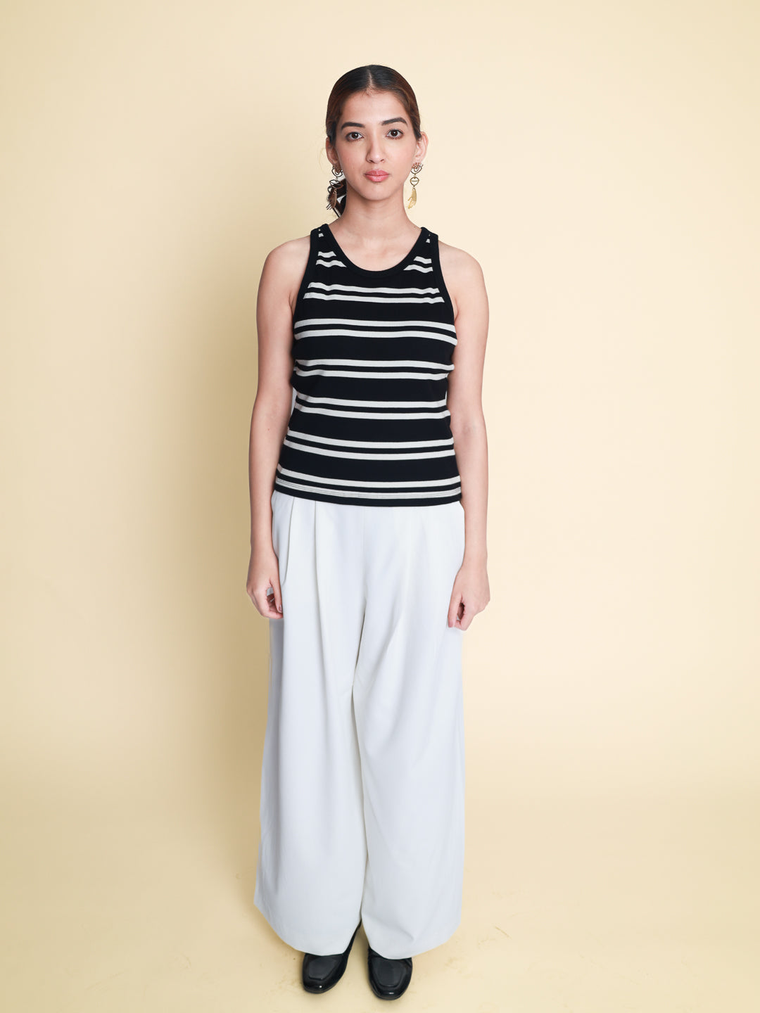 Women Rib Padded Stripe Vest