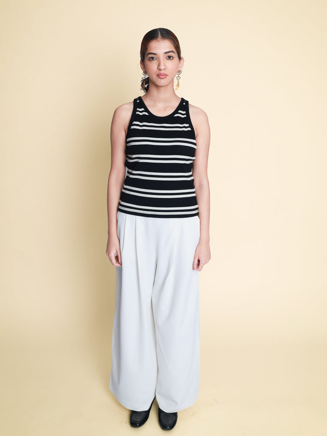 Women Rib Padded Stripe Vest