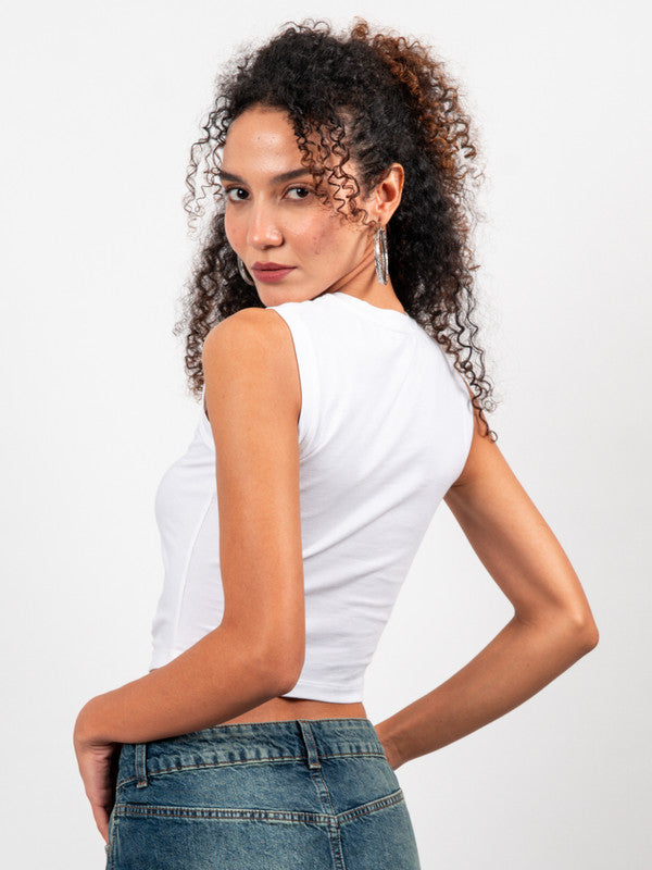 Women Front Ruching Cut Out Modal Top