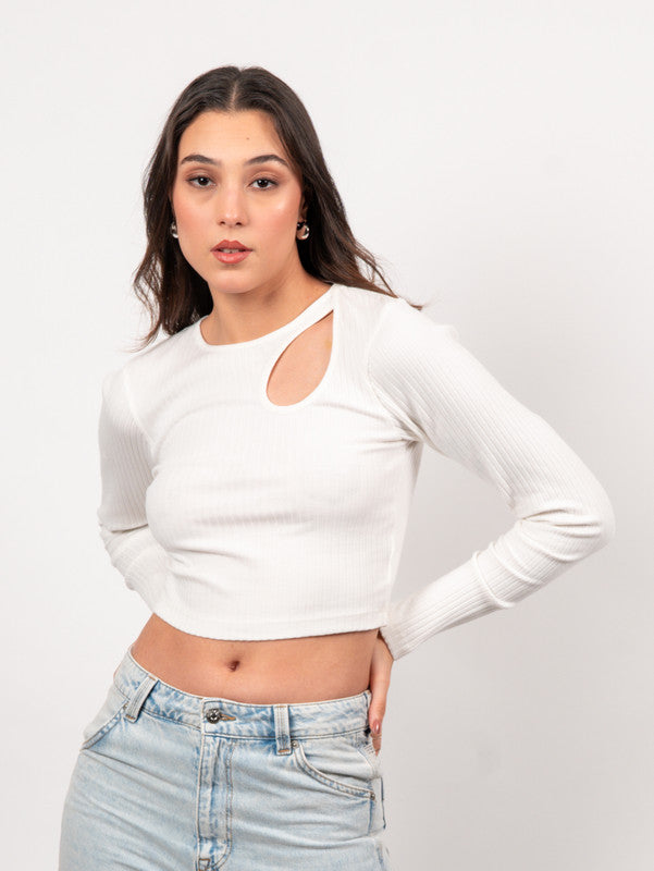 Shoulder Cut Out Fitted Top