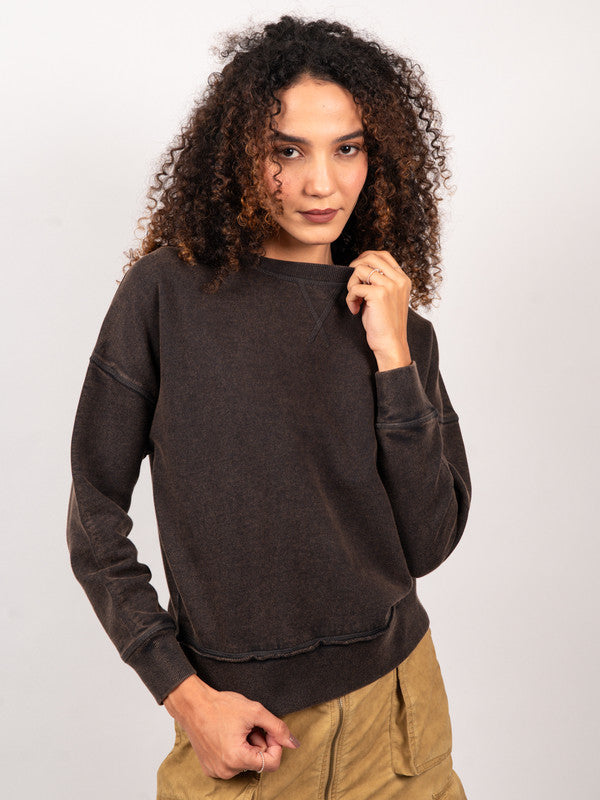 Oversized Garment Washed Sweatshirt