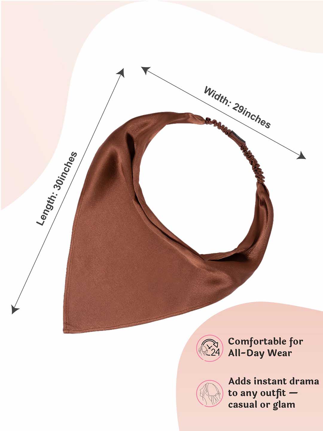 Multi Neutral Silk Satin Elastic Headscarf Set of 3