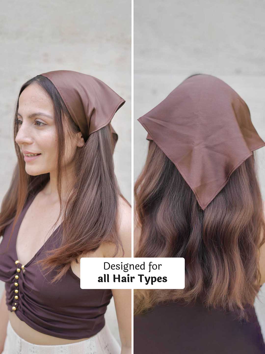 Multi Neutral Silk Satin Elastic Headscarf Set of 3