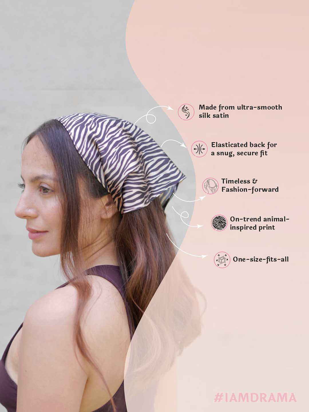 Brown Zebra Patterned Headscarf