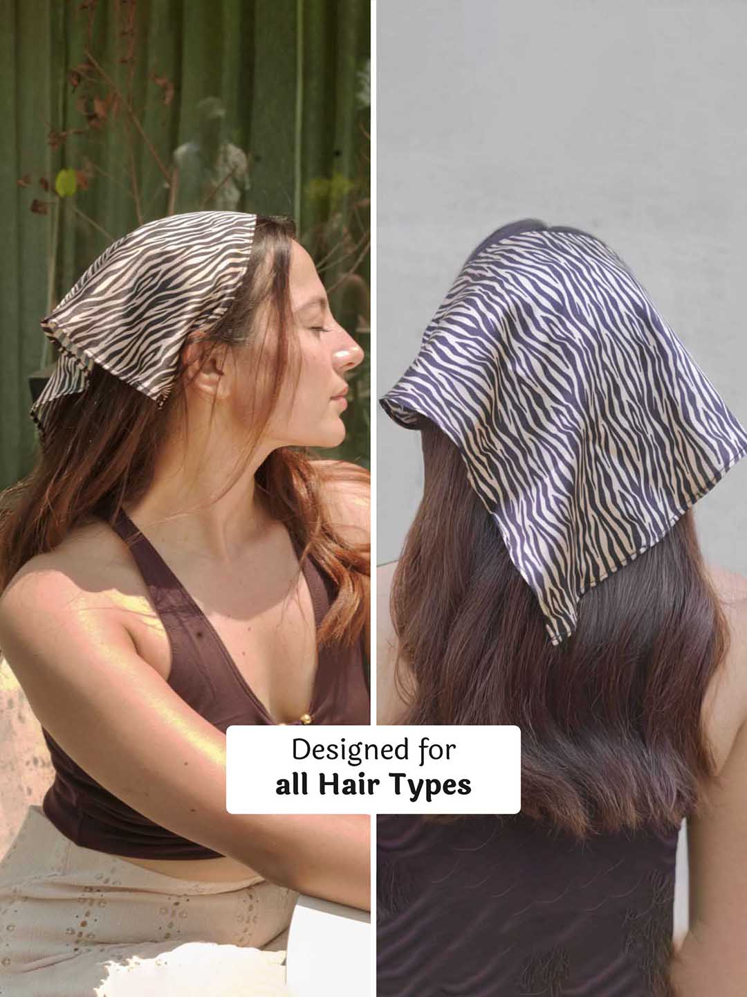 Brown Zebra Patterned Headscarf