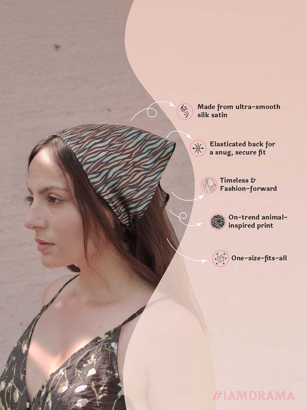 Green Zebra Patterned Headscarf