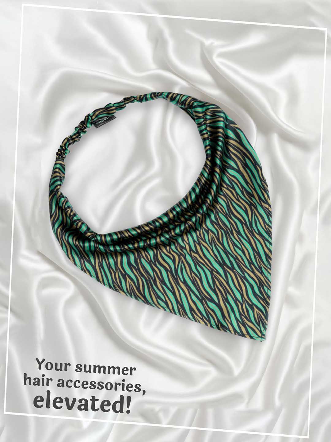 Green Zebra Patterned Headscarf