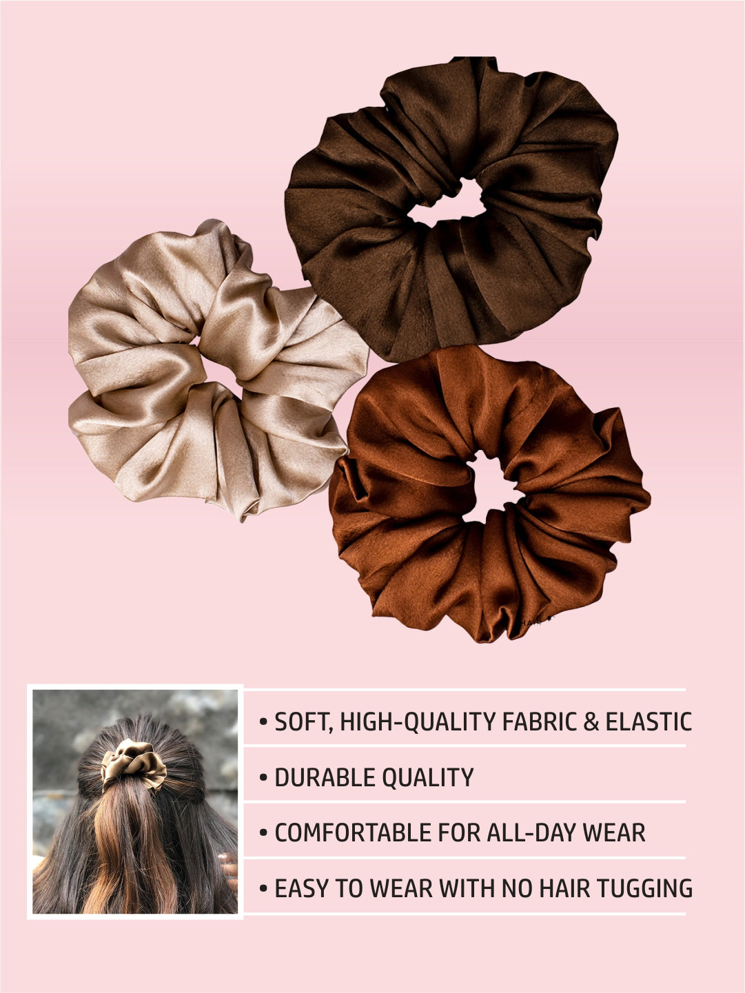 Satin Scrunchie Set Of 3