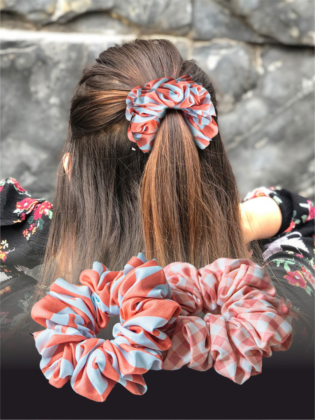 Checkered Scrunchies Set Of 2