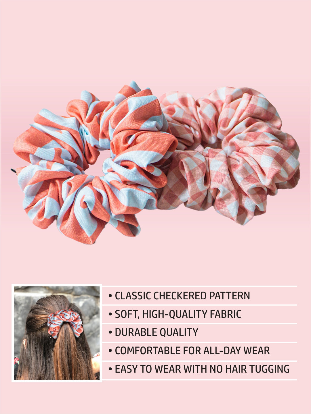 Checkered Scrunchies Set Of 2