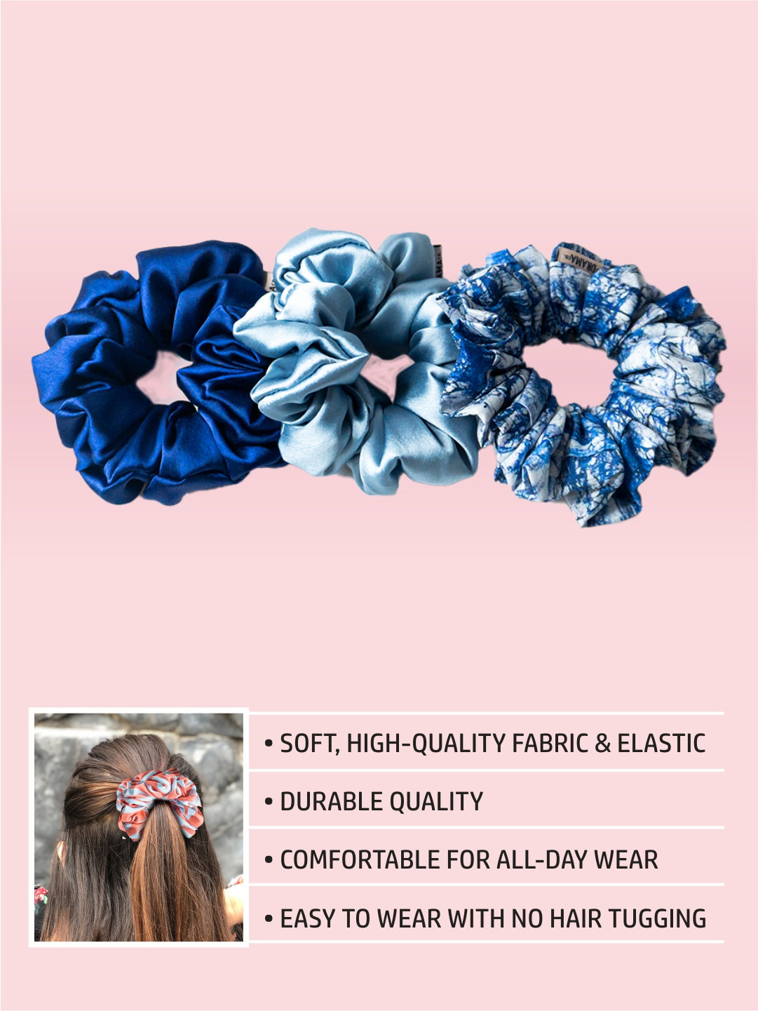 No Monday Blues Scrunchies Set Of 3