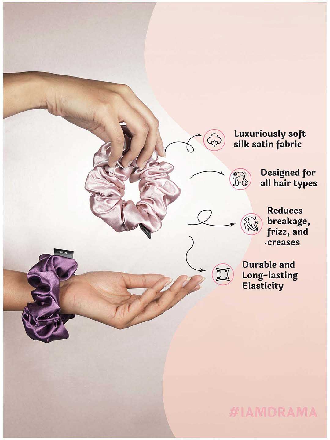 Multi Pastel Silk Satin Scrunchies Set of 6
