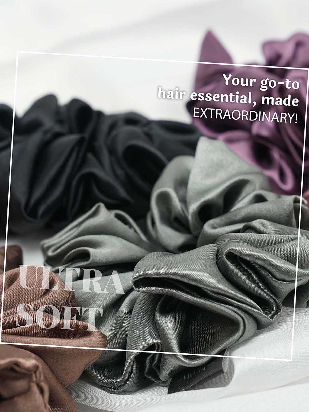 Multi Pastel Silk Satin Scrunchies Set of 6