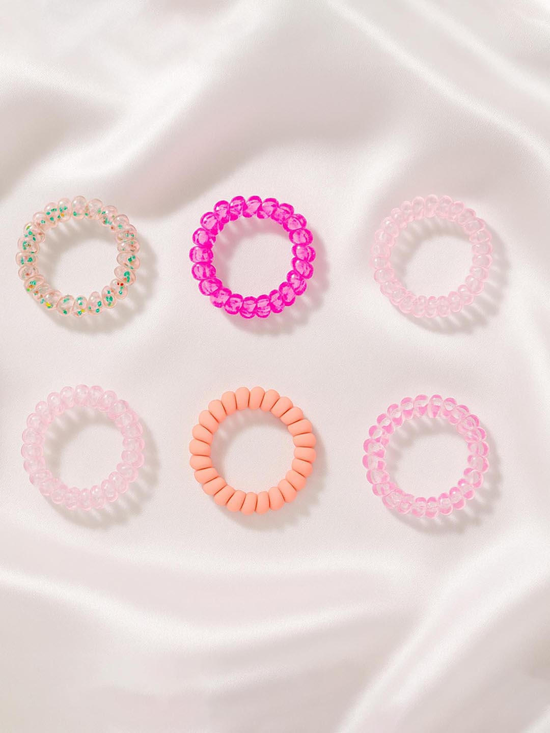 Peach Tangle-Free Spiral Hair Ties Set of 6