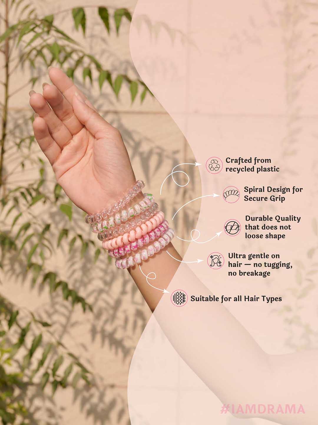 Peach Tangle-Free Spiral Hair Ties Set of 6