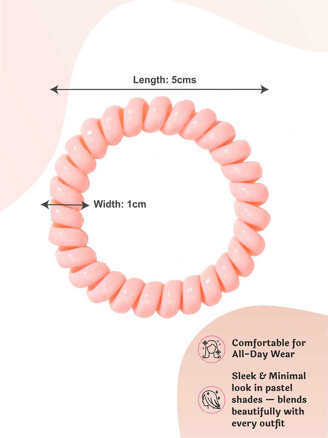 Peach Tangle-Free Spiral Hair Ties Set of 6
