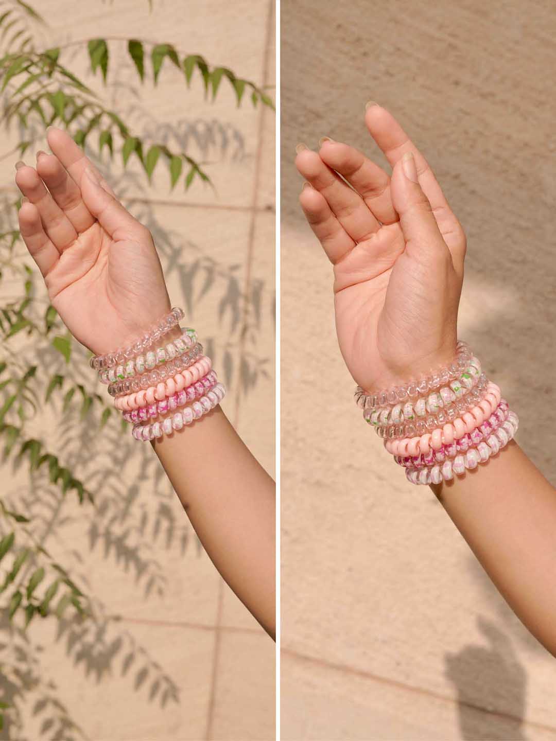 Peach Tangle-Free Spiral Hair Ties Set of 6
