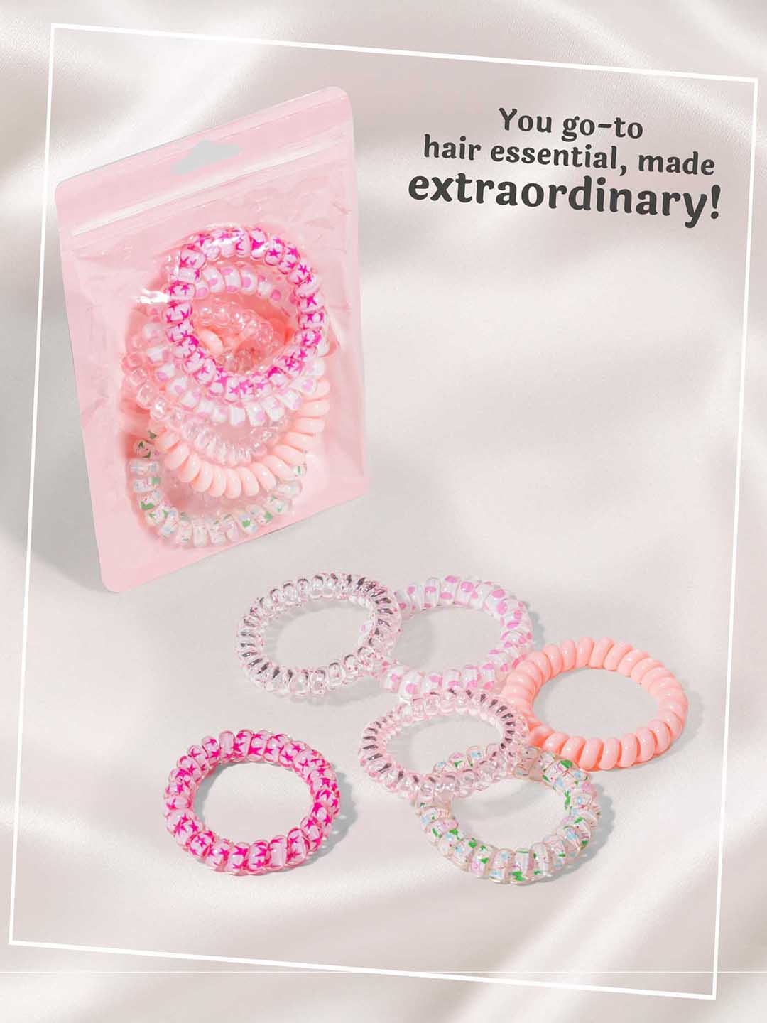 Peach Tangle-Free Spiral Hair Ties Set of 6