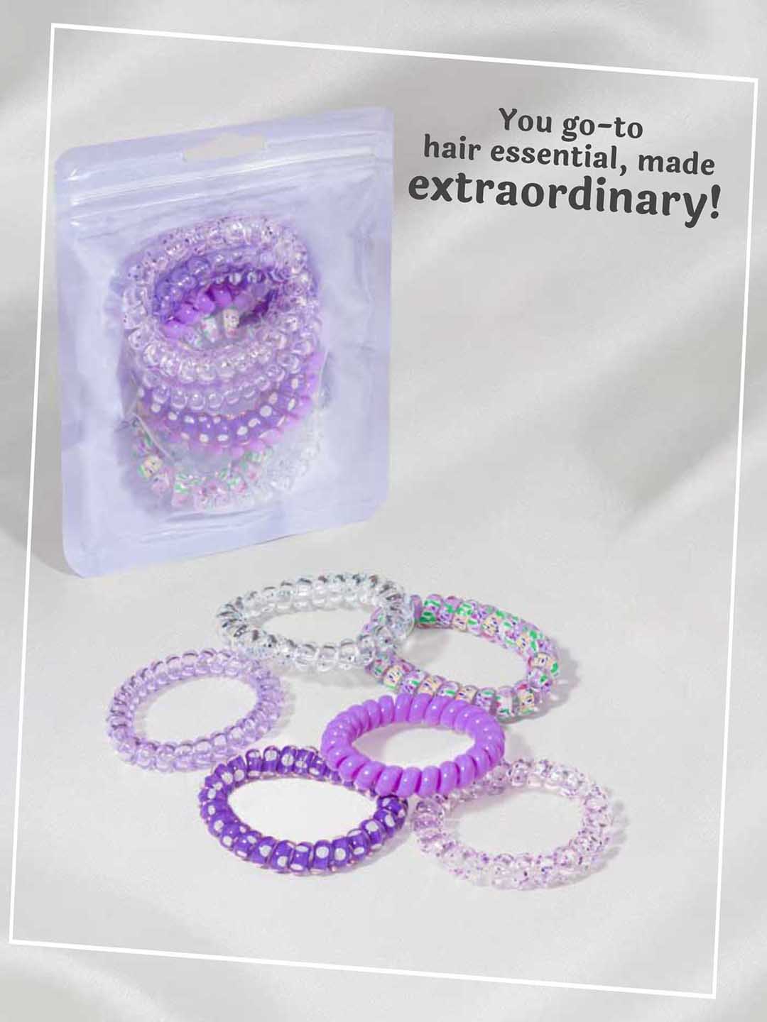 Purple Tangle-Free Spiral Hair Coils Set of 6