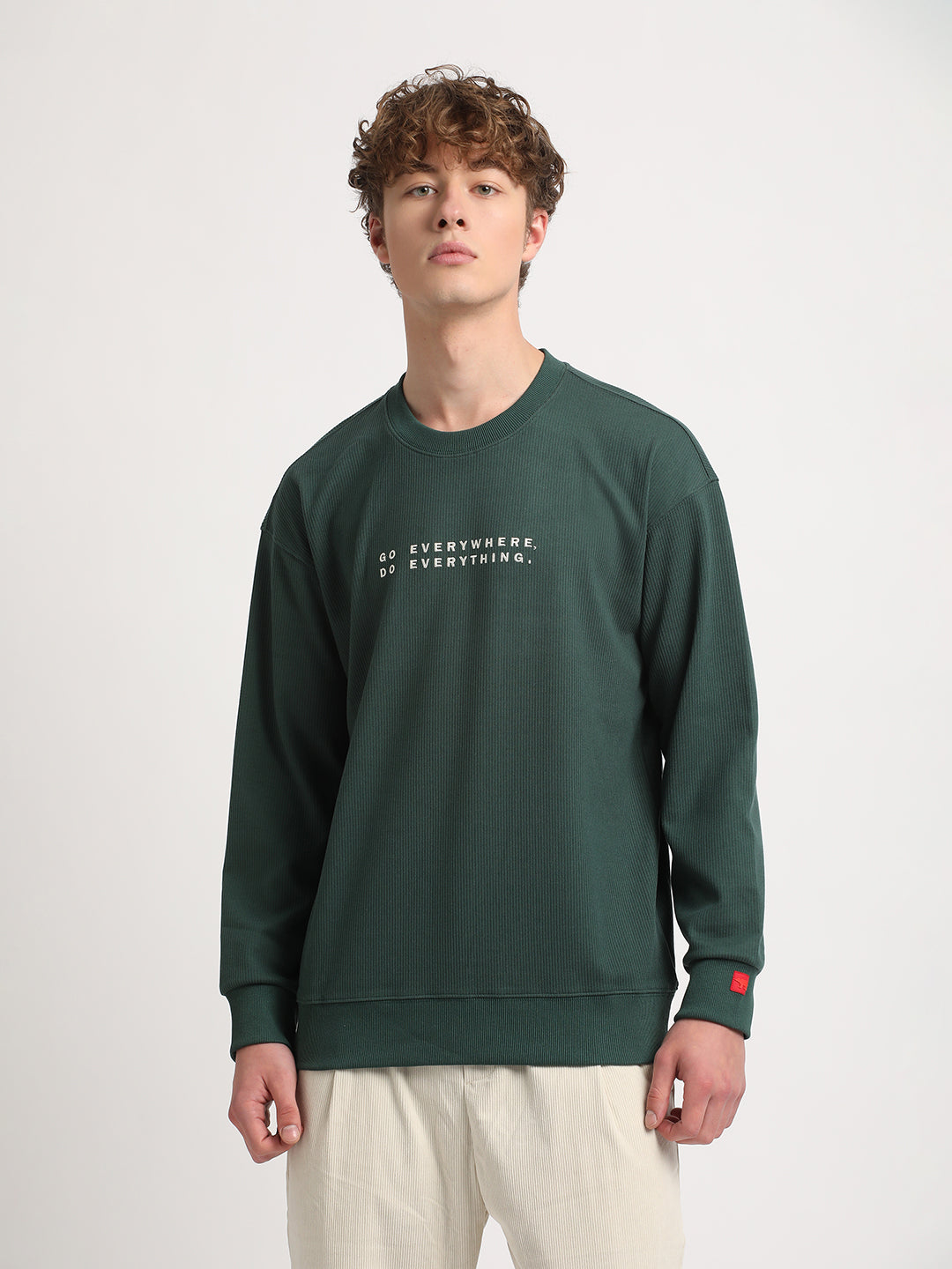 Men Archi Style: 's Green Printed Relax Fit Sweatshirt | The Bear House