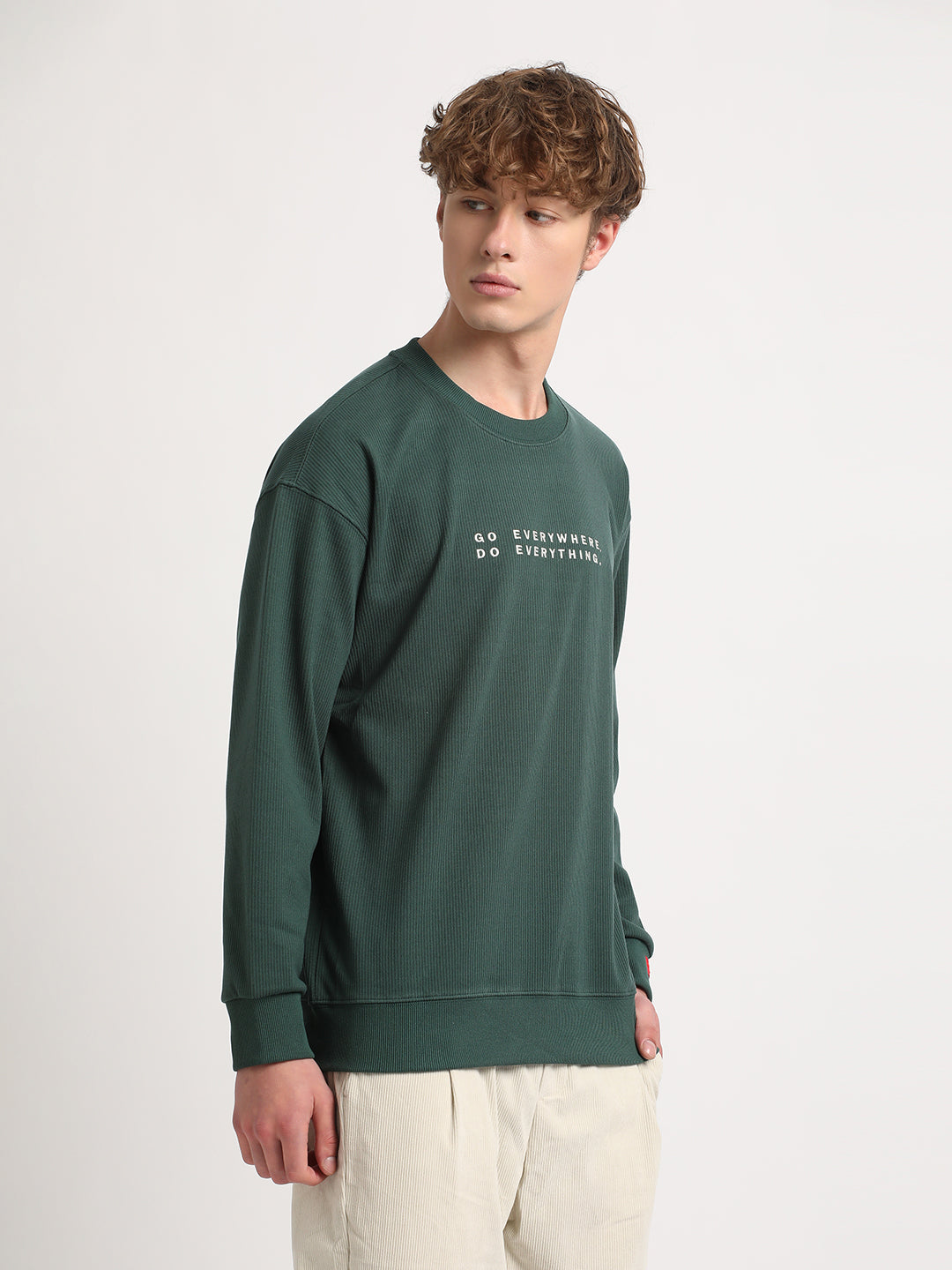 Men Archi Style: 's Green Printed Relax Fit Sweatshirt | The Bear House