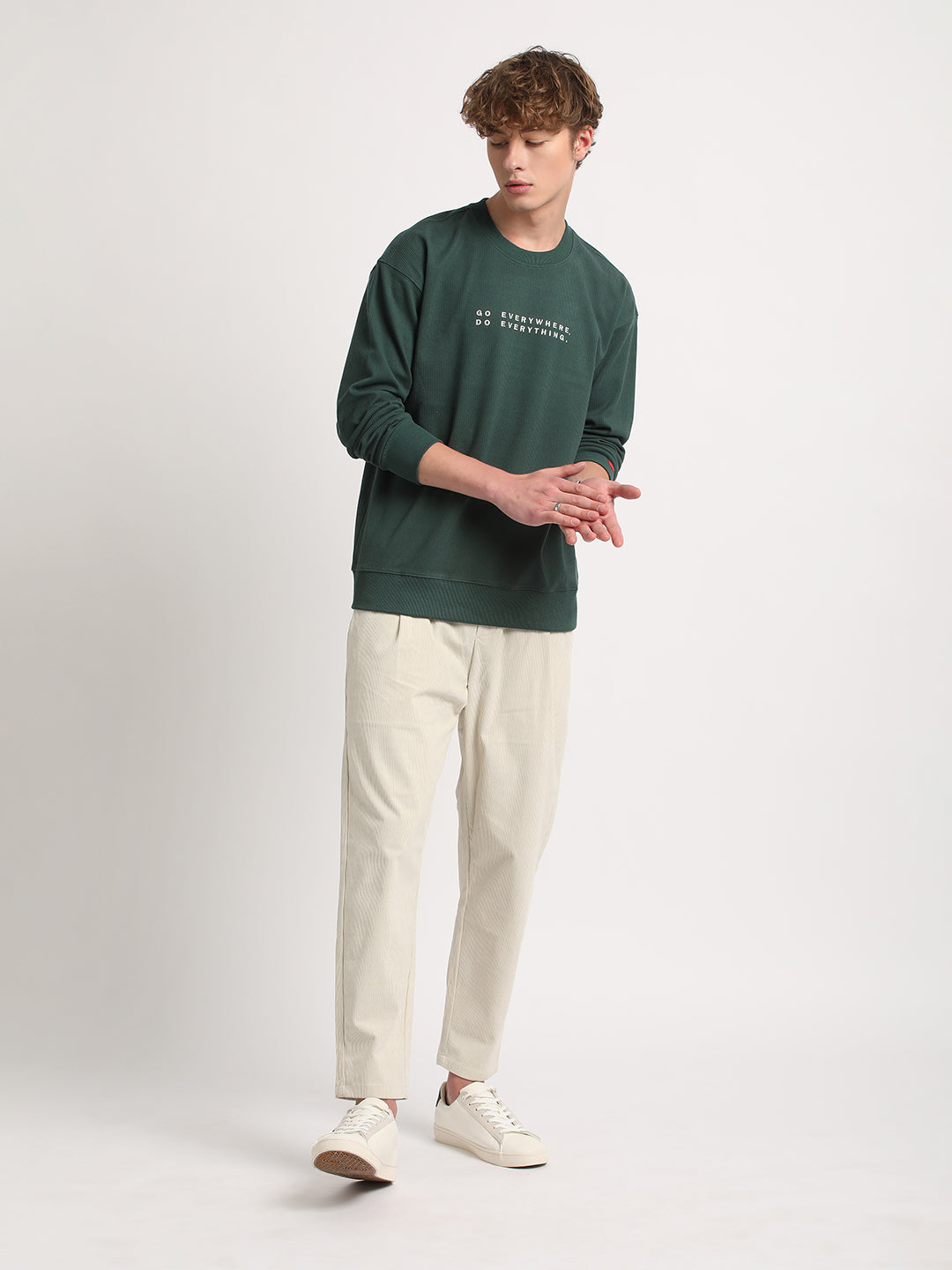 Men Archi Style: 's Green Printed Relax Fit Sweatshirt | The Bear House