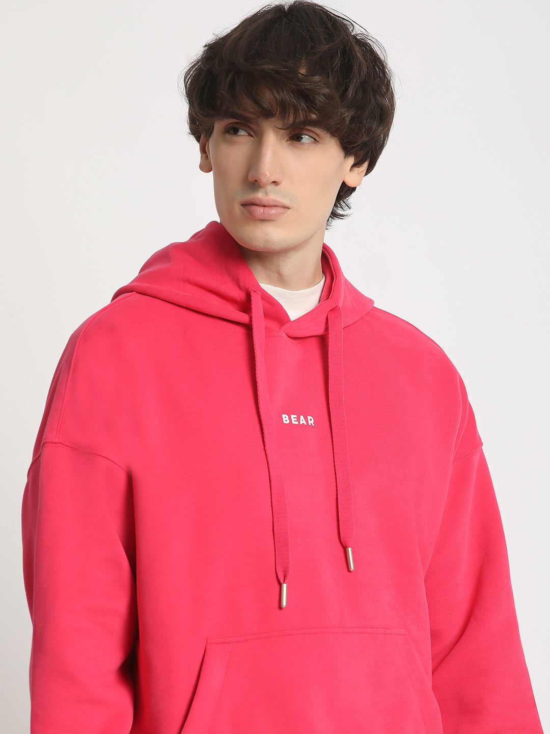 Men  Pink Cotton Hoodie