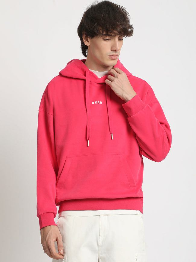 Men  Pink Cotton Hoodie