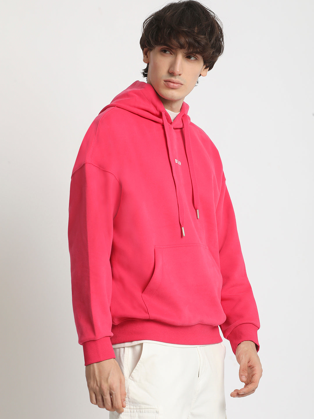 Men  Pink Cotton Hoodie