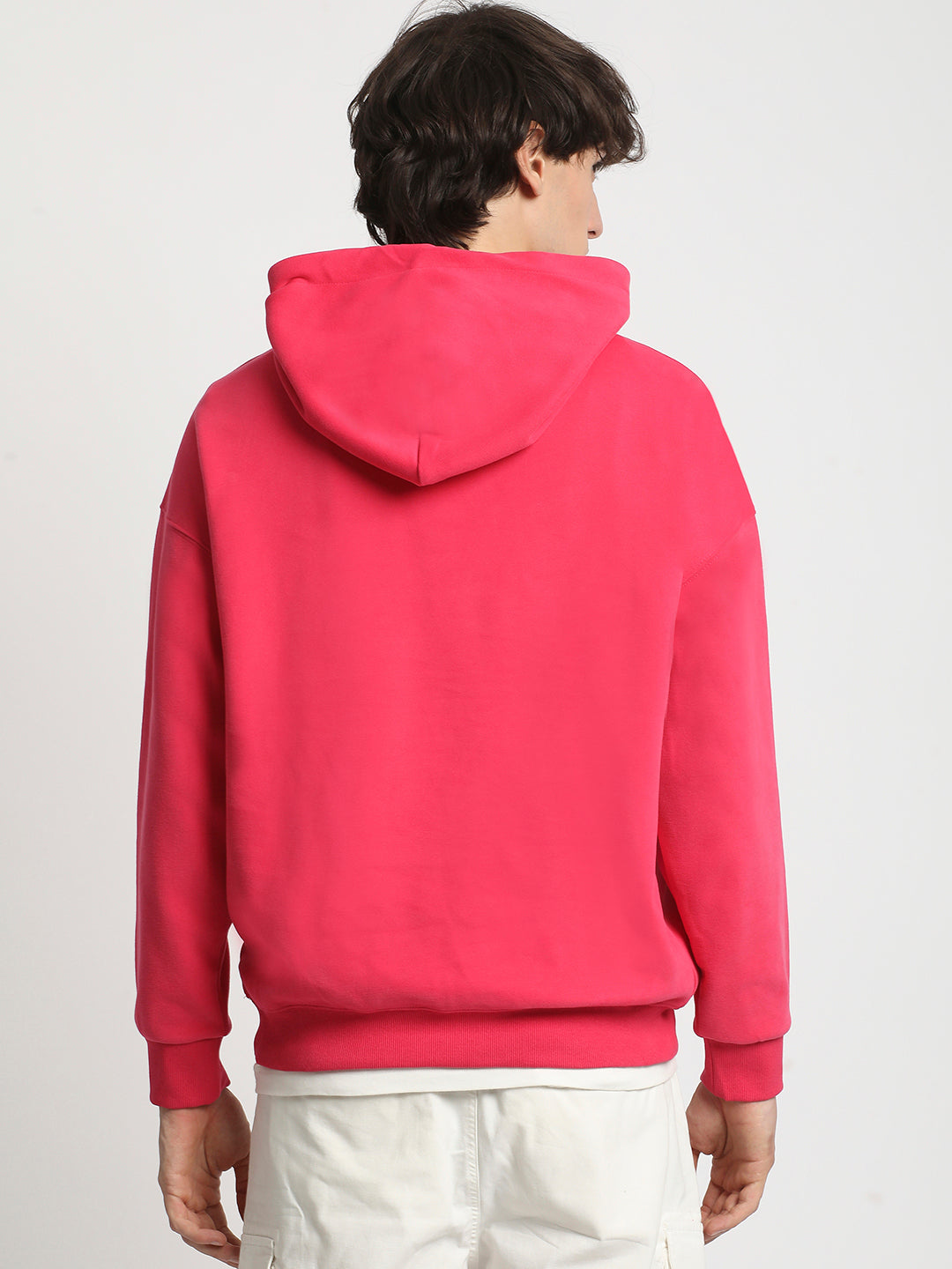 Men  Pink Cotton Hoodie
