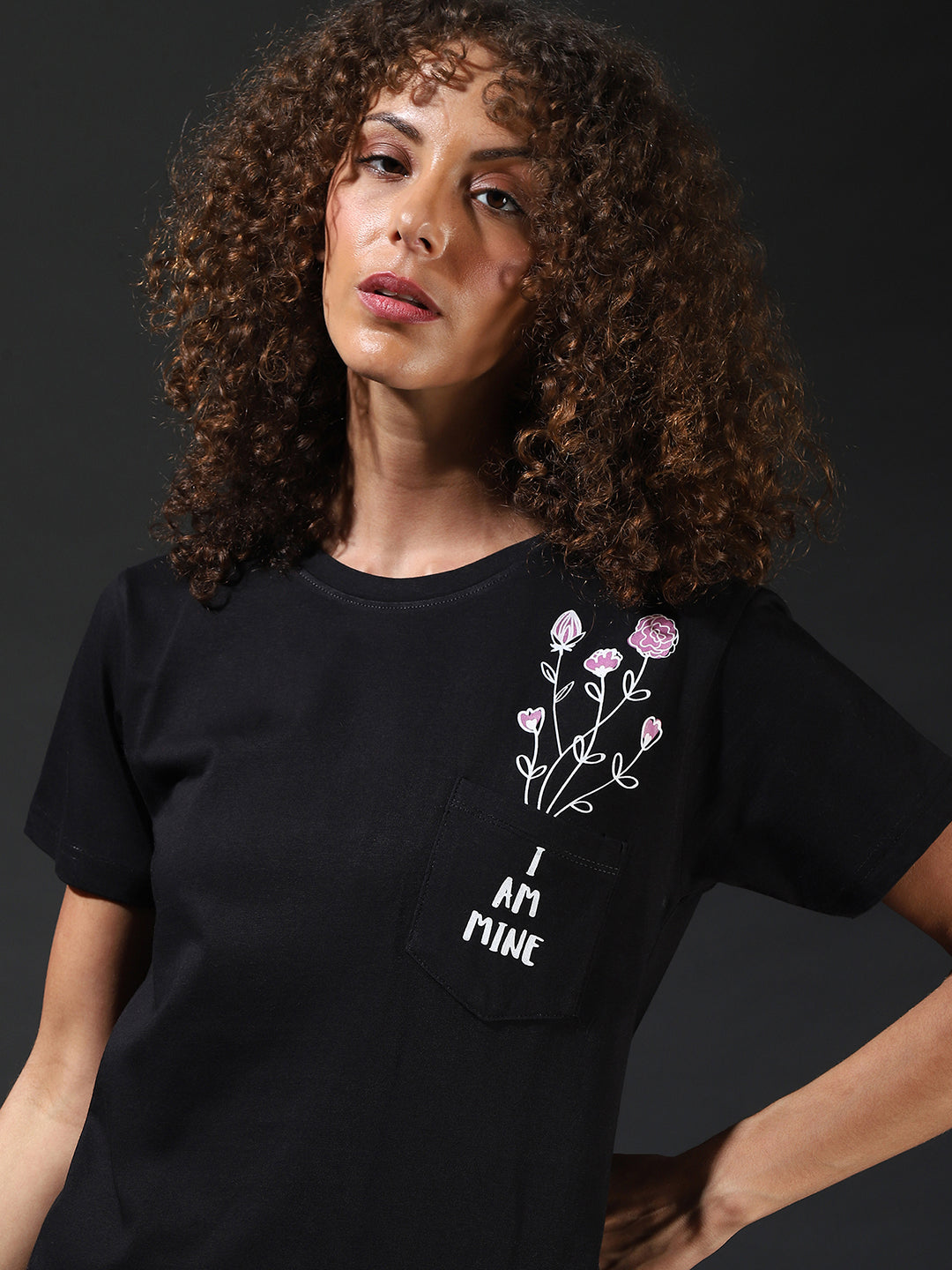 Women Black Printed Top