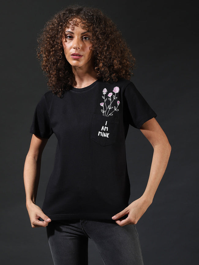Women Black Printed Top