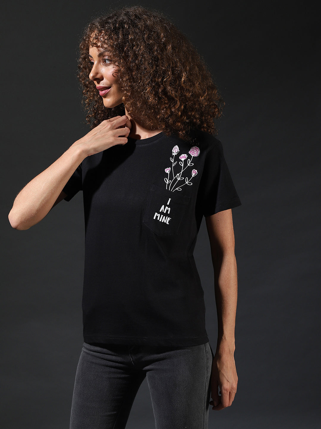 Women Black Printed Top