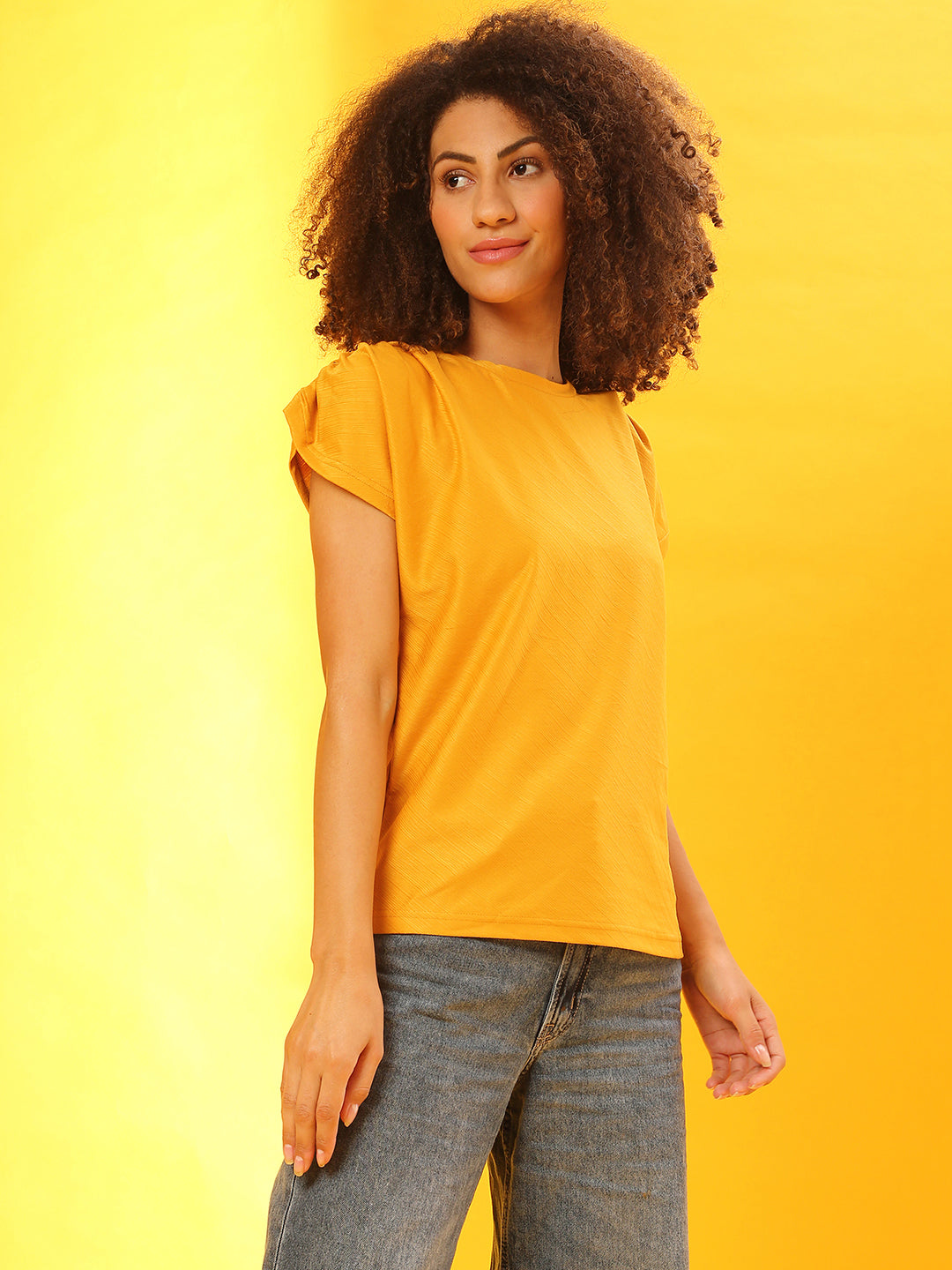 Women Yellow Solid Top