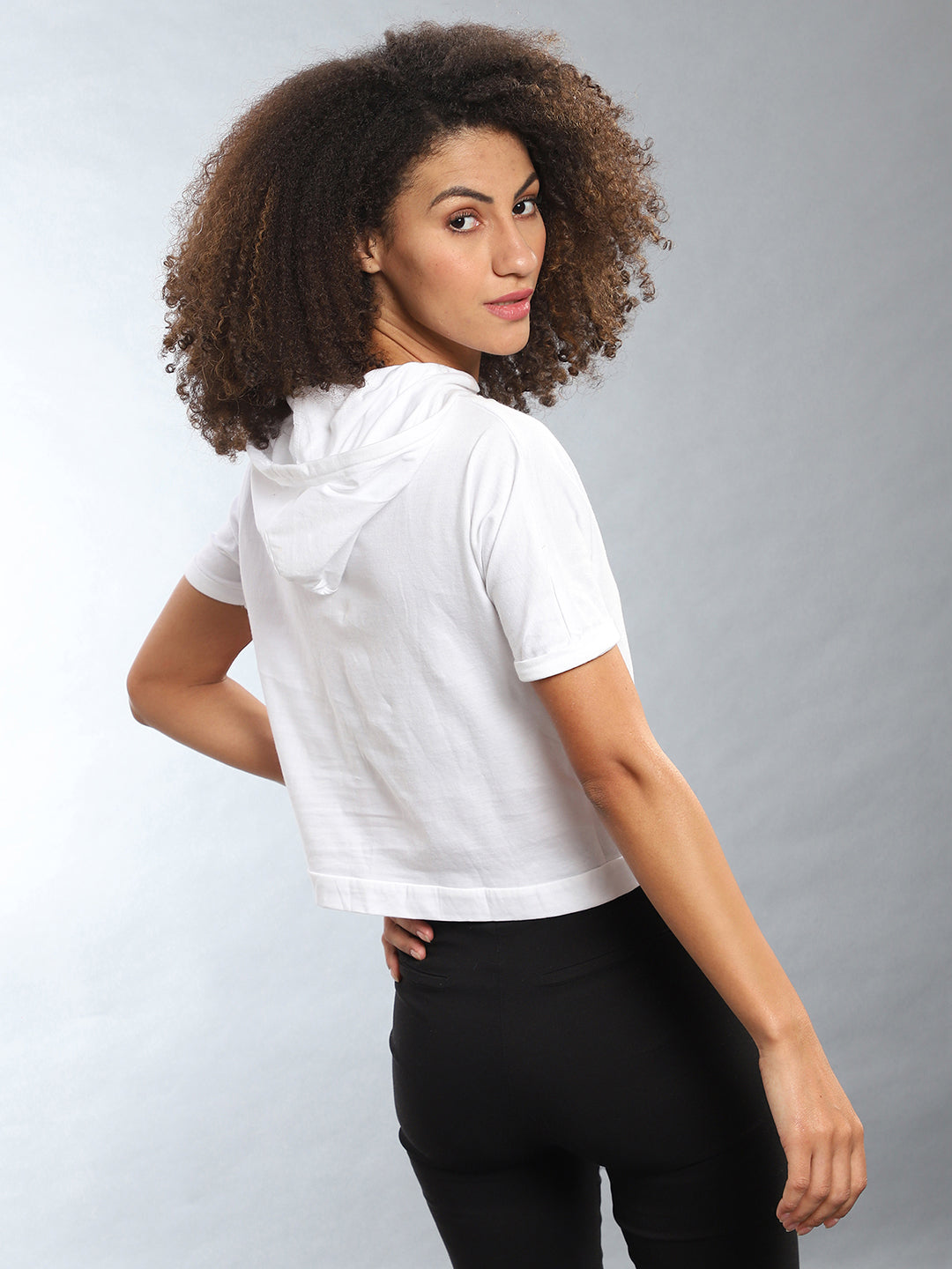 Women White Chalk White Solid Crop Top