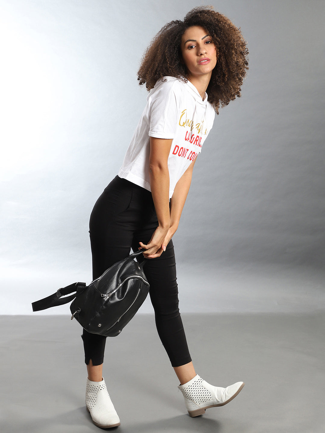 Women White Chalk White Solid Crop Top
