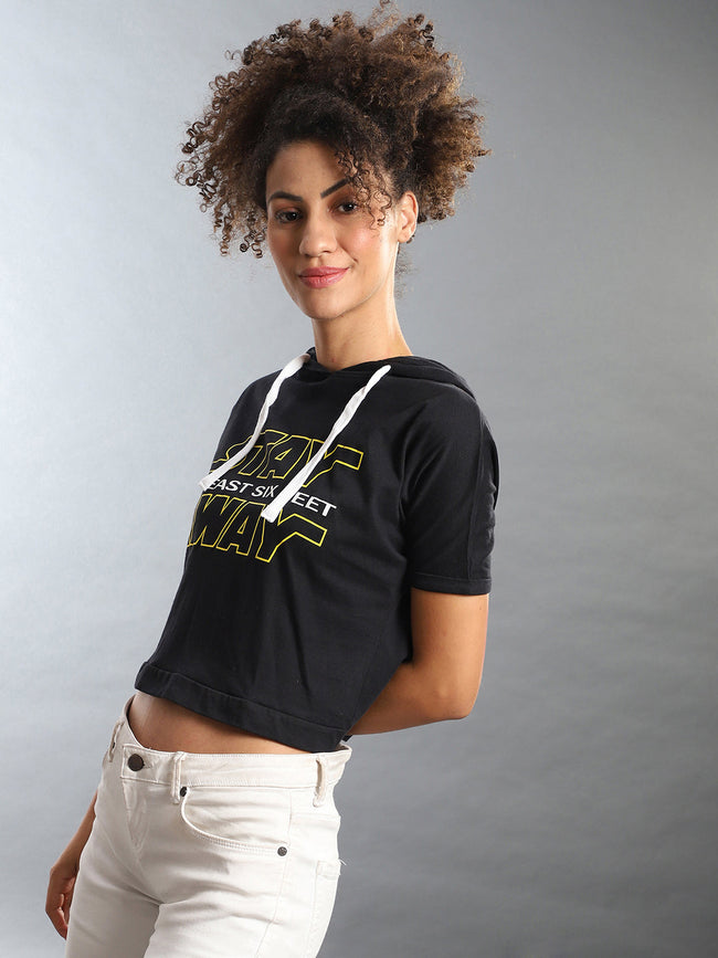 Women Black Solid Crop Top