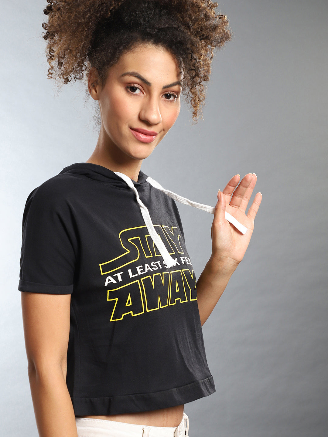Women Black Solid Crop Top