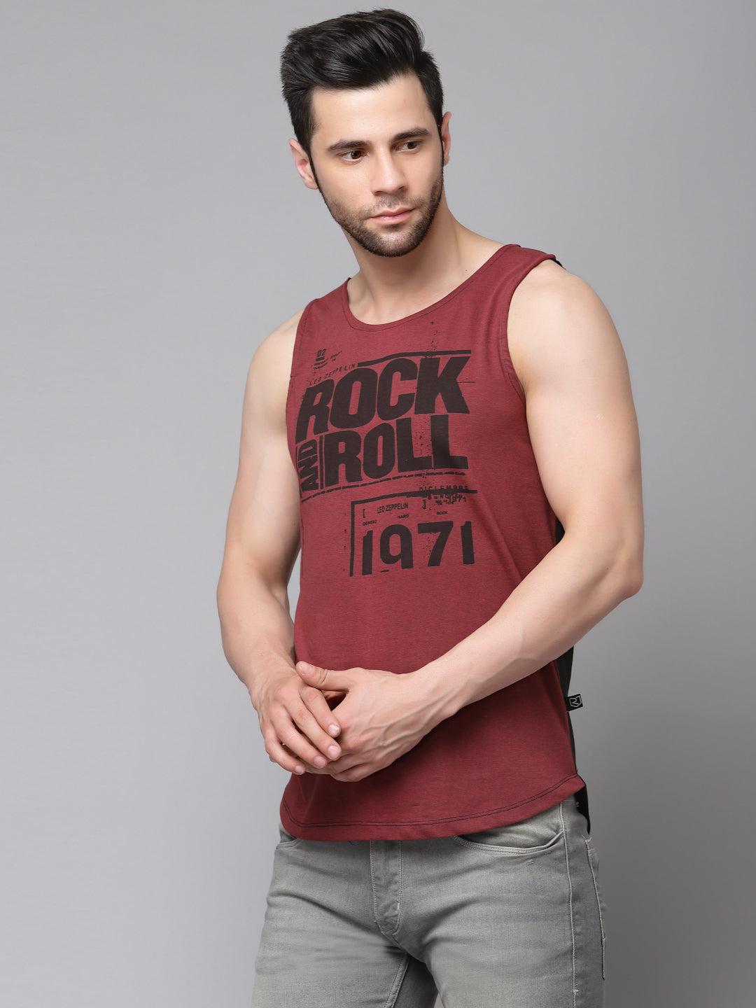 Men Maroon Printed T-Shirt