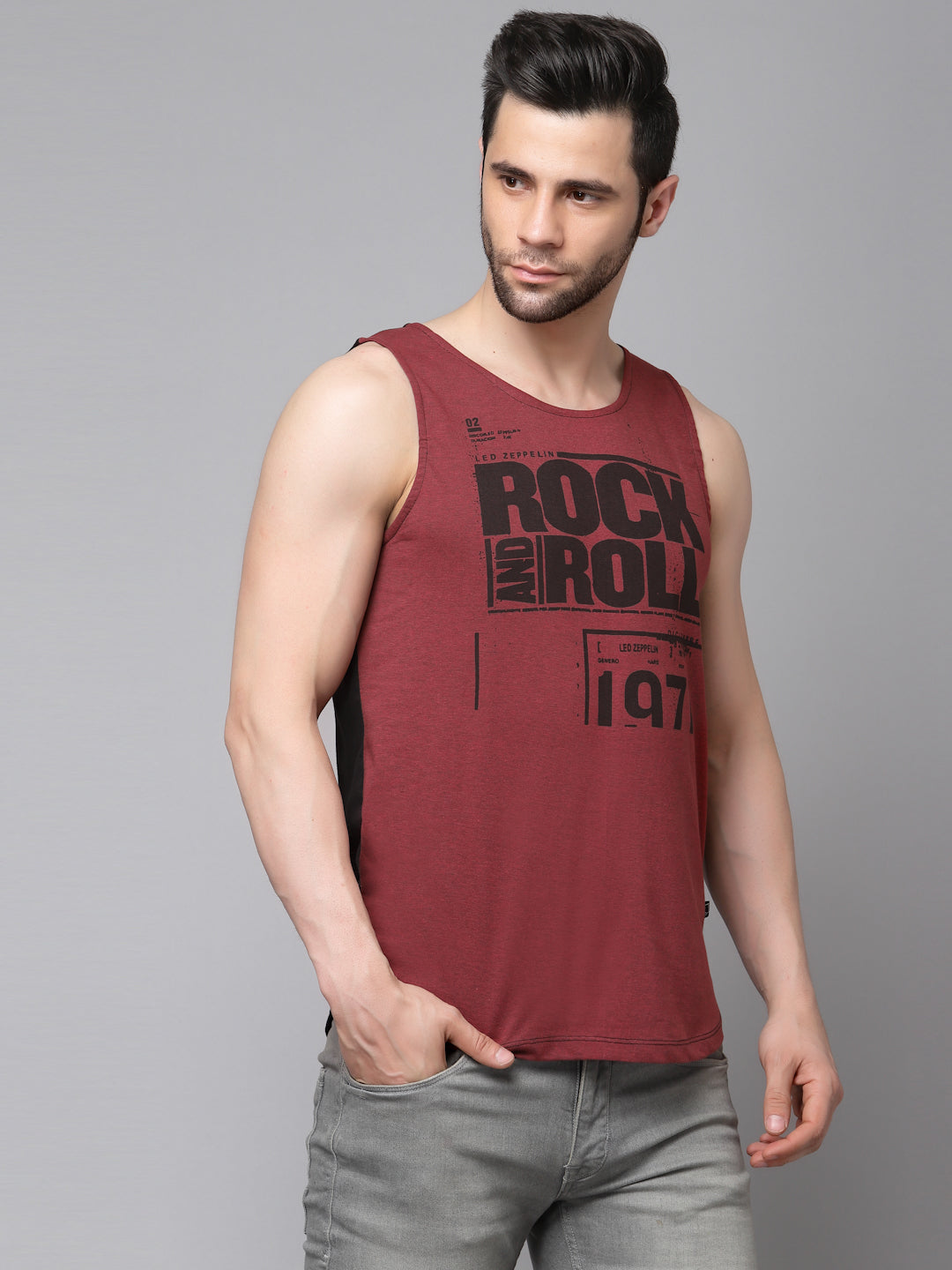 Men Maroon Printed T-Shirt