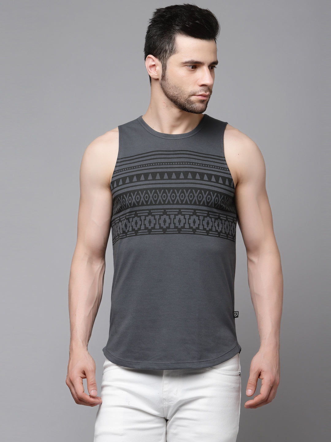 Men Grey Printed T-Shirt