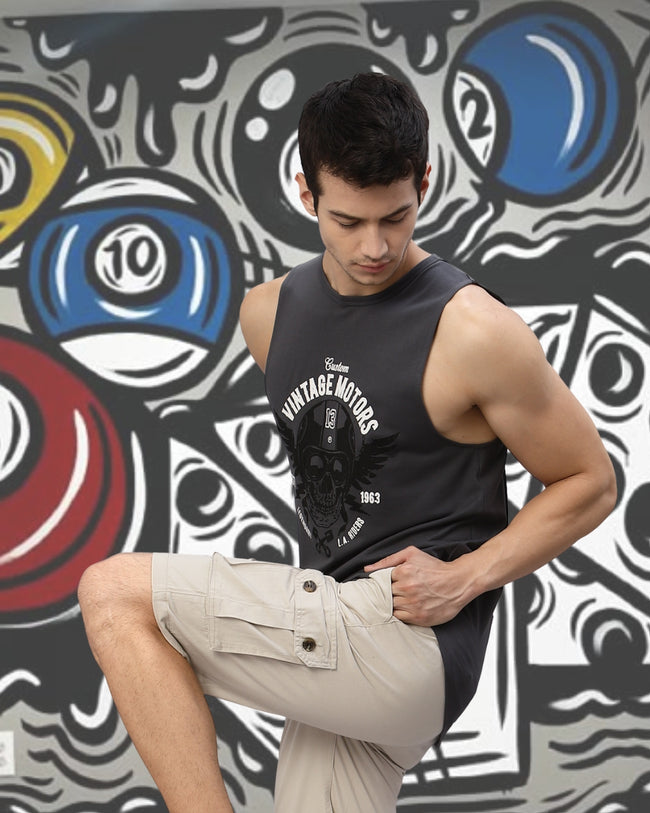 Men Grey Printed T-Shirt