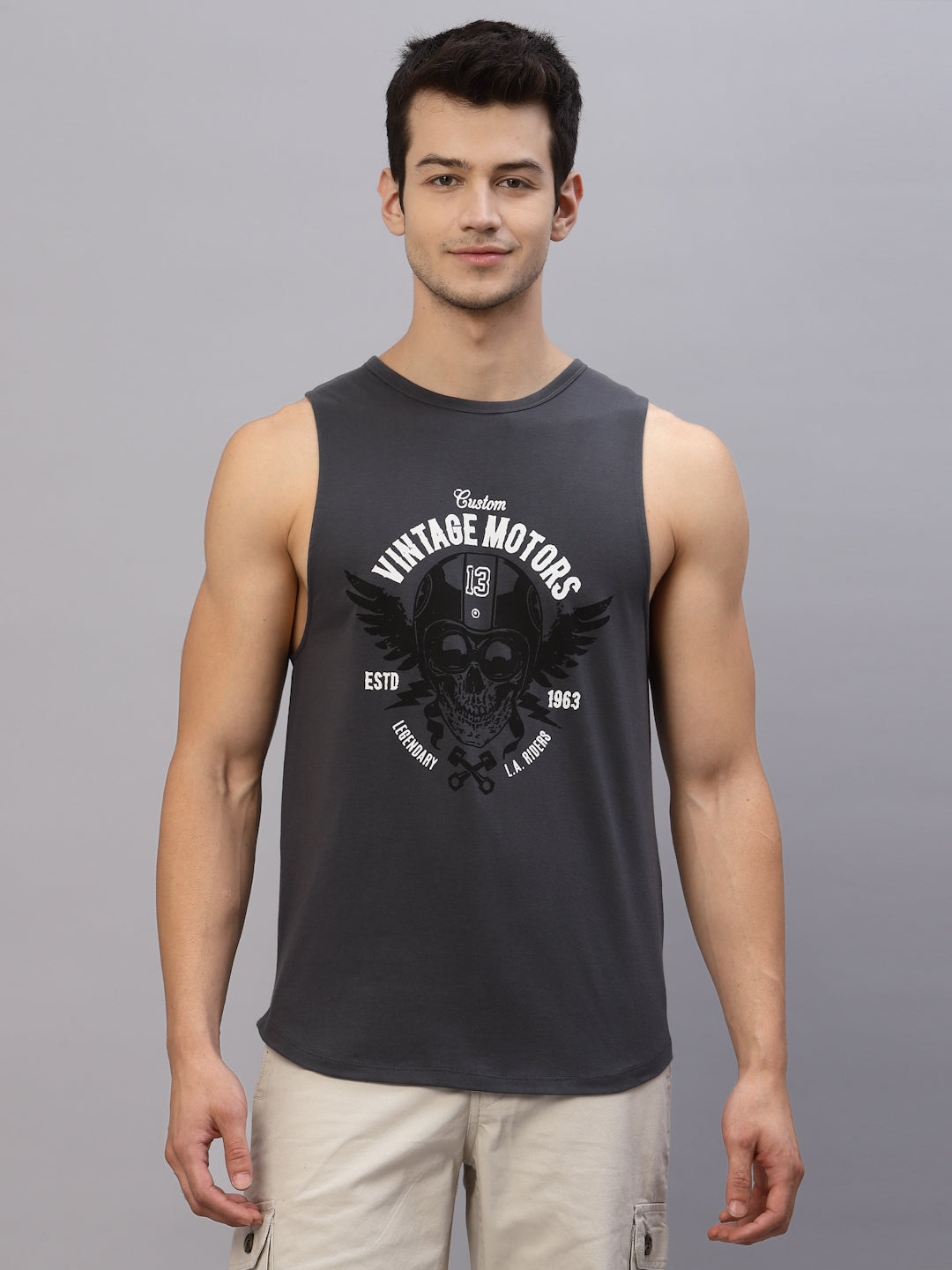 Men Grey Printed T-Shirt