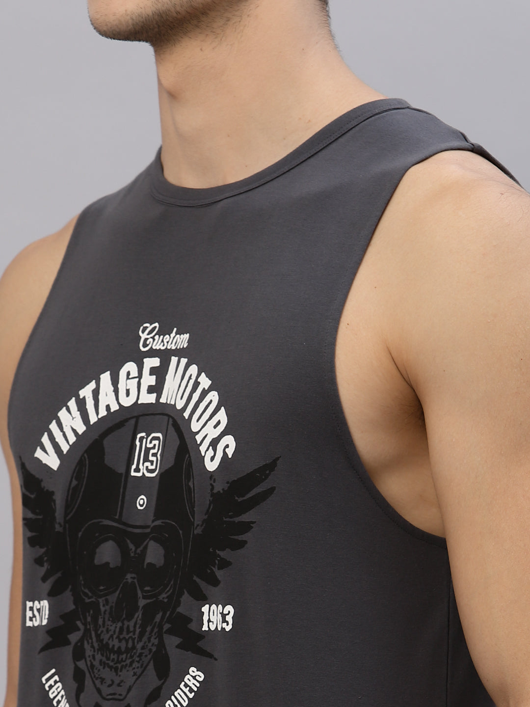 Men Grey Printed T-Shirt