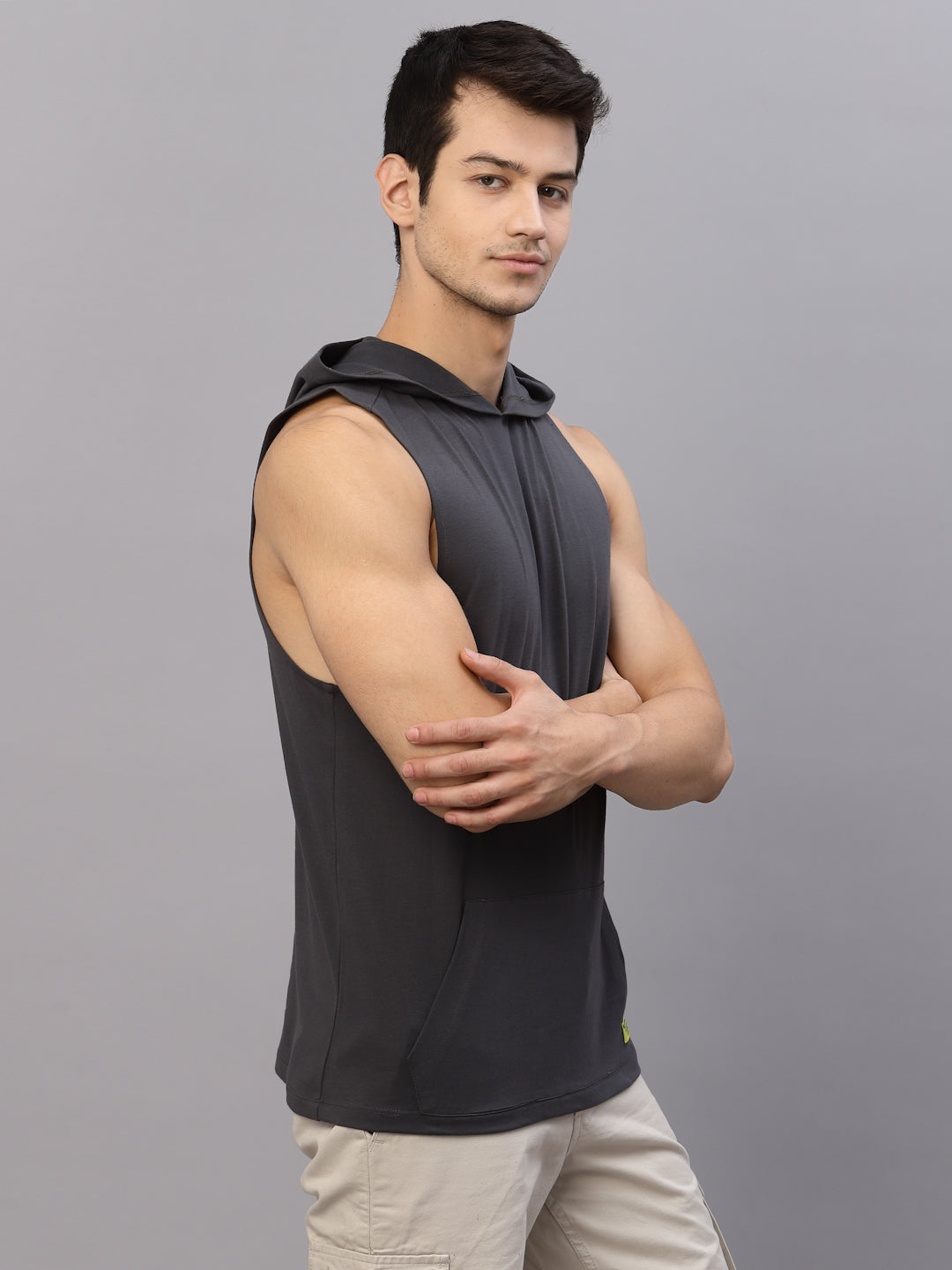 Men Grey Sleeveless T-Shirt