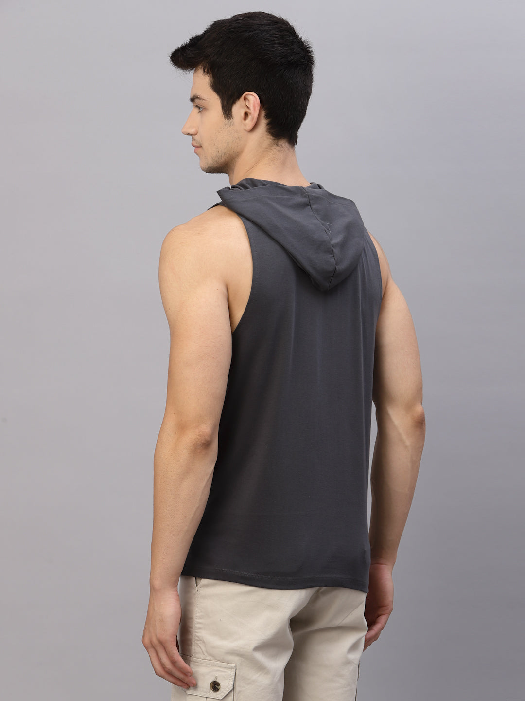 Men Grey Sleeveless T-Shirt