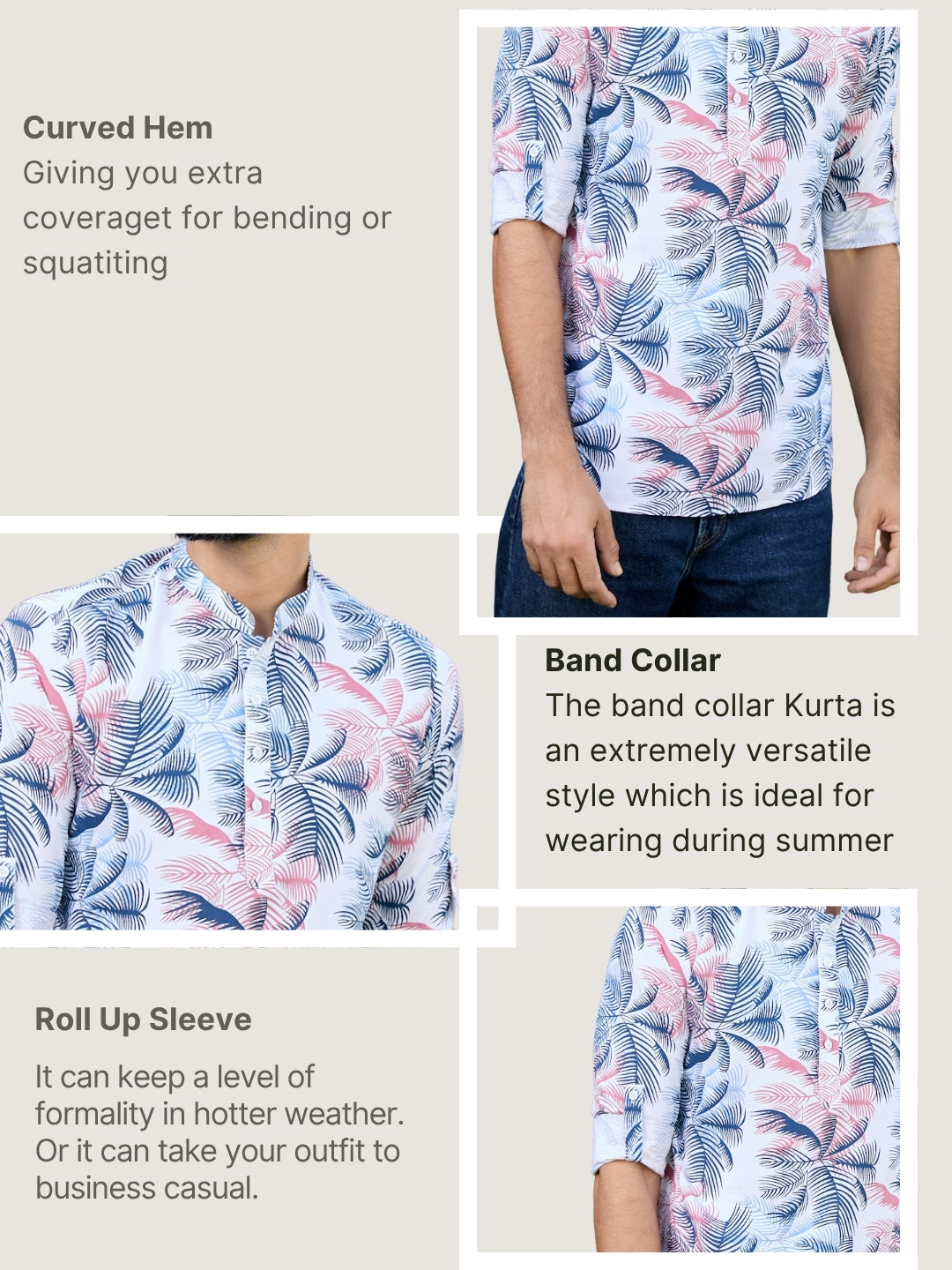 Men Tropical Rayon Short Kurta