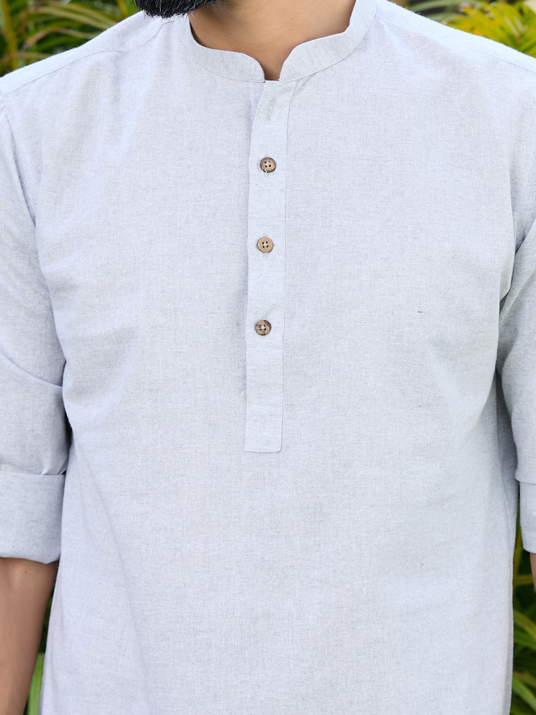 Men Gray Pure Cotton Short Kurta