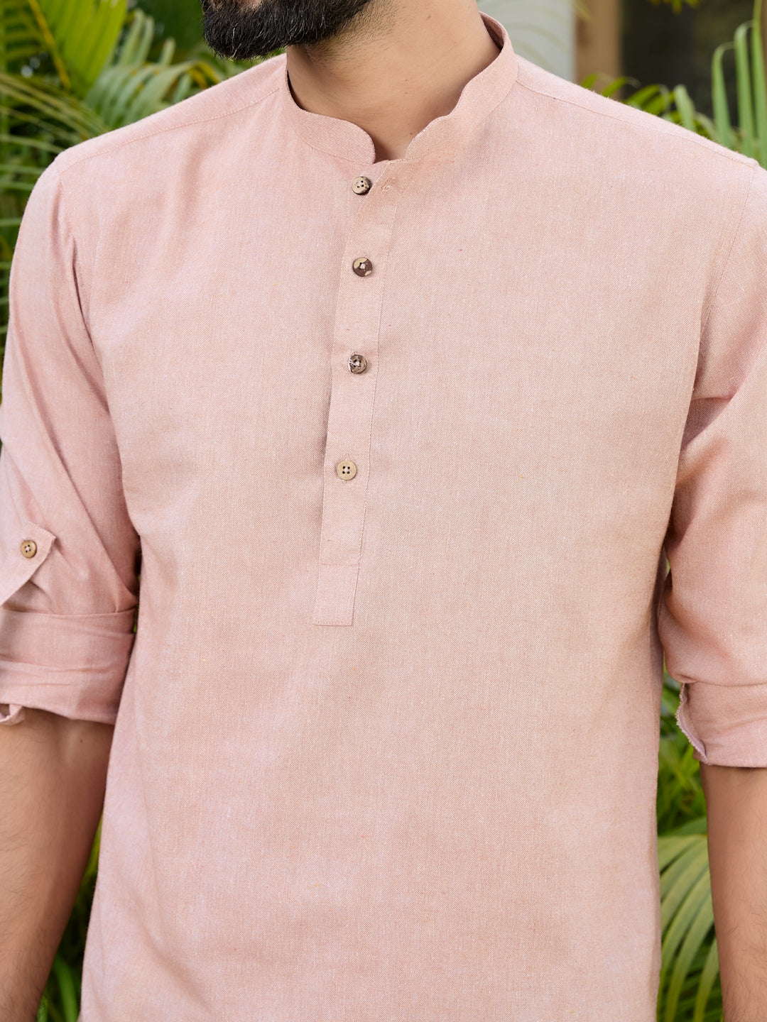 Men Brown Pure Cotton Short Kurta